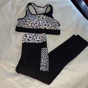 Black & white cheetah print sports bra & matching leggings